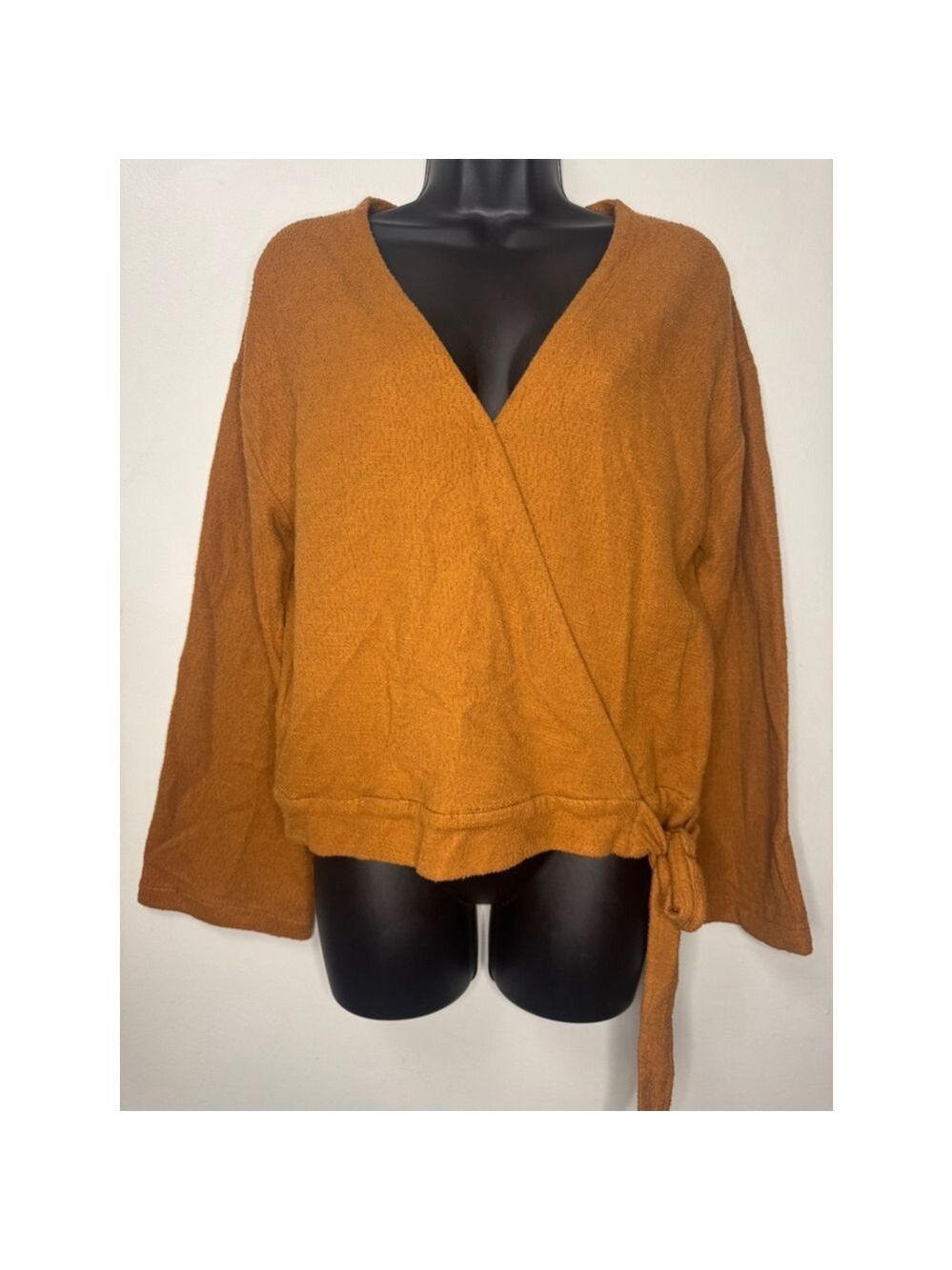 Madewell 100% Cotton Texture & Thread Brown Wrap Top Size M